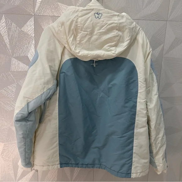 Aero Coat Size Large Hooded Womens Blue Nylon Full Zip Pockets Ski Jacket - Picture 6 of 11